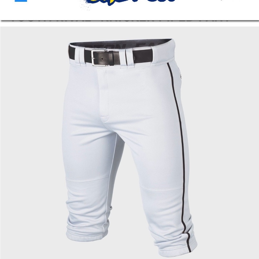 Easton White Baseball Pants with Black Piping